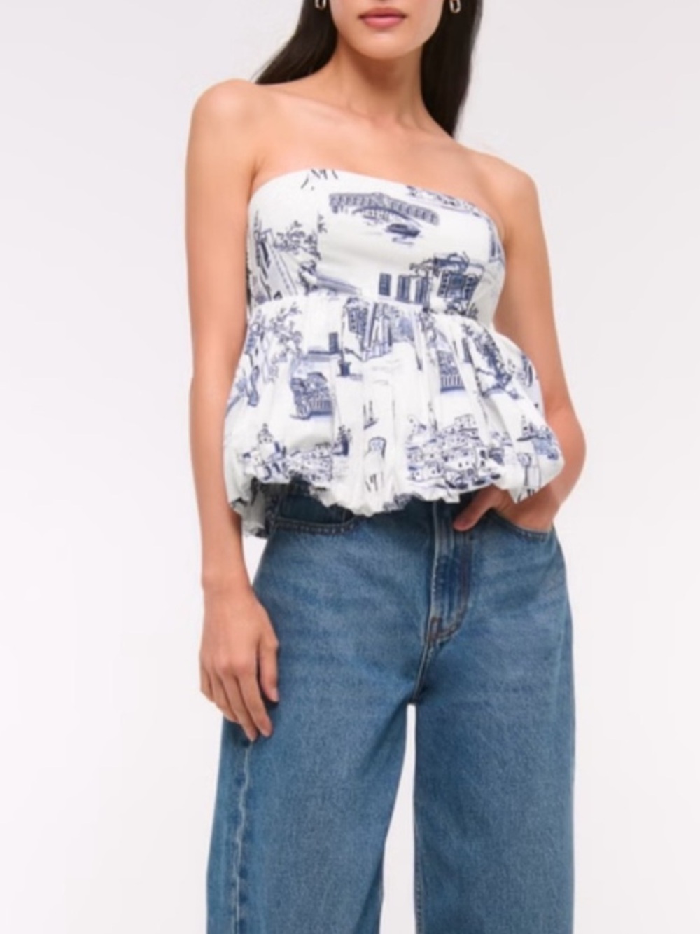 Abercrombie Bubble Hem Strapless Top